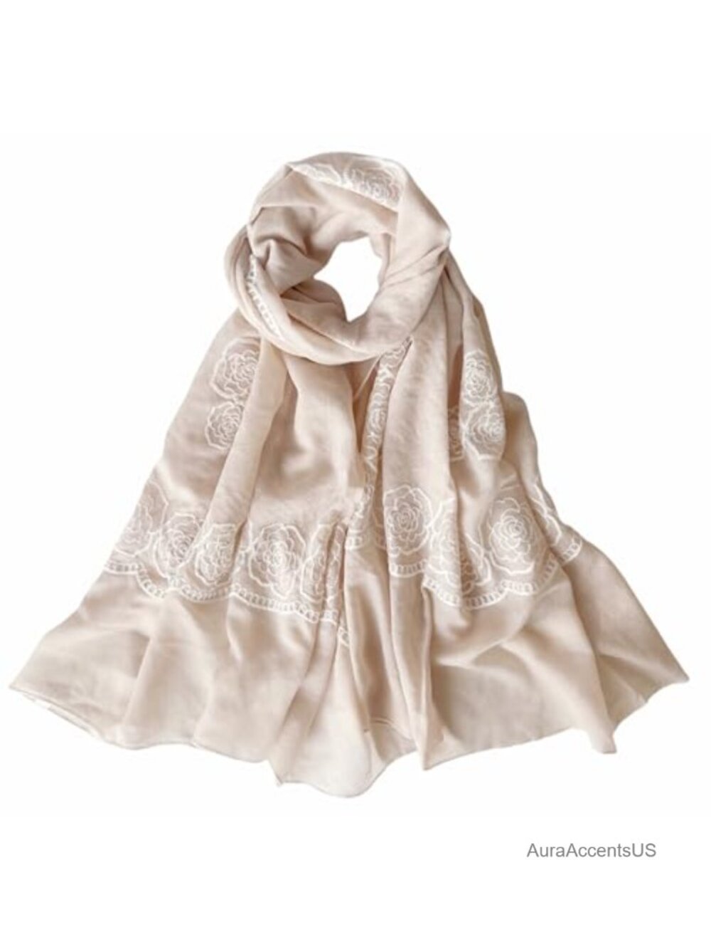 Floral Embroidered Shawl Scarf Lightweight Wrap for Women Summer Travel